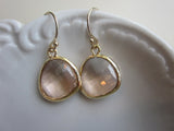 Peach Champagne Earrings Light Pink Gold Plated - Bridesmaid Earrings - Wedding Earrings - Bridal Earrings