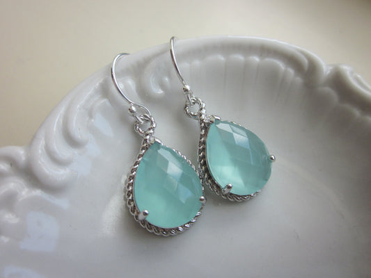 Pacific Aqua Mint Earrings Silver Blue Earrings Bridesmaid Earrings Wedding Earrings Gift Bridesmaid Jewelry Wedding Jewelry