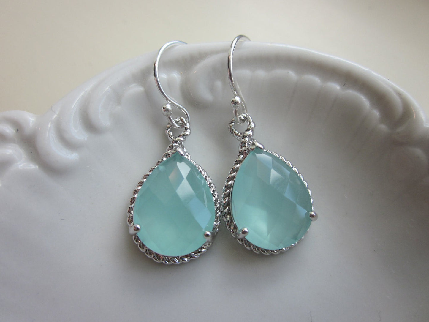 Pacific Aqua Mint Earrings Silver Blue Earrings Bridesmaid Earrings Wedding Earrings Gift Bridesmaid Jewelry Wedding Jewelry