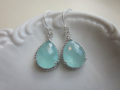 Pacific Aqua Mint Earrings Silver Blue Earrings Bridesmaid Earrings Wedding Earrings Gift Bridesmaid Jewelry Wedding Jewelry