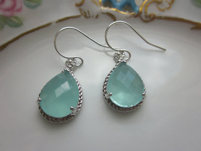 Pacific Aqua Mint Earrings Silver Blue Earrings Bridesmaid Earrings Wedding Earrings Gift Bridesmaid Jewelry Wedding Jewelry