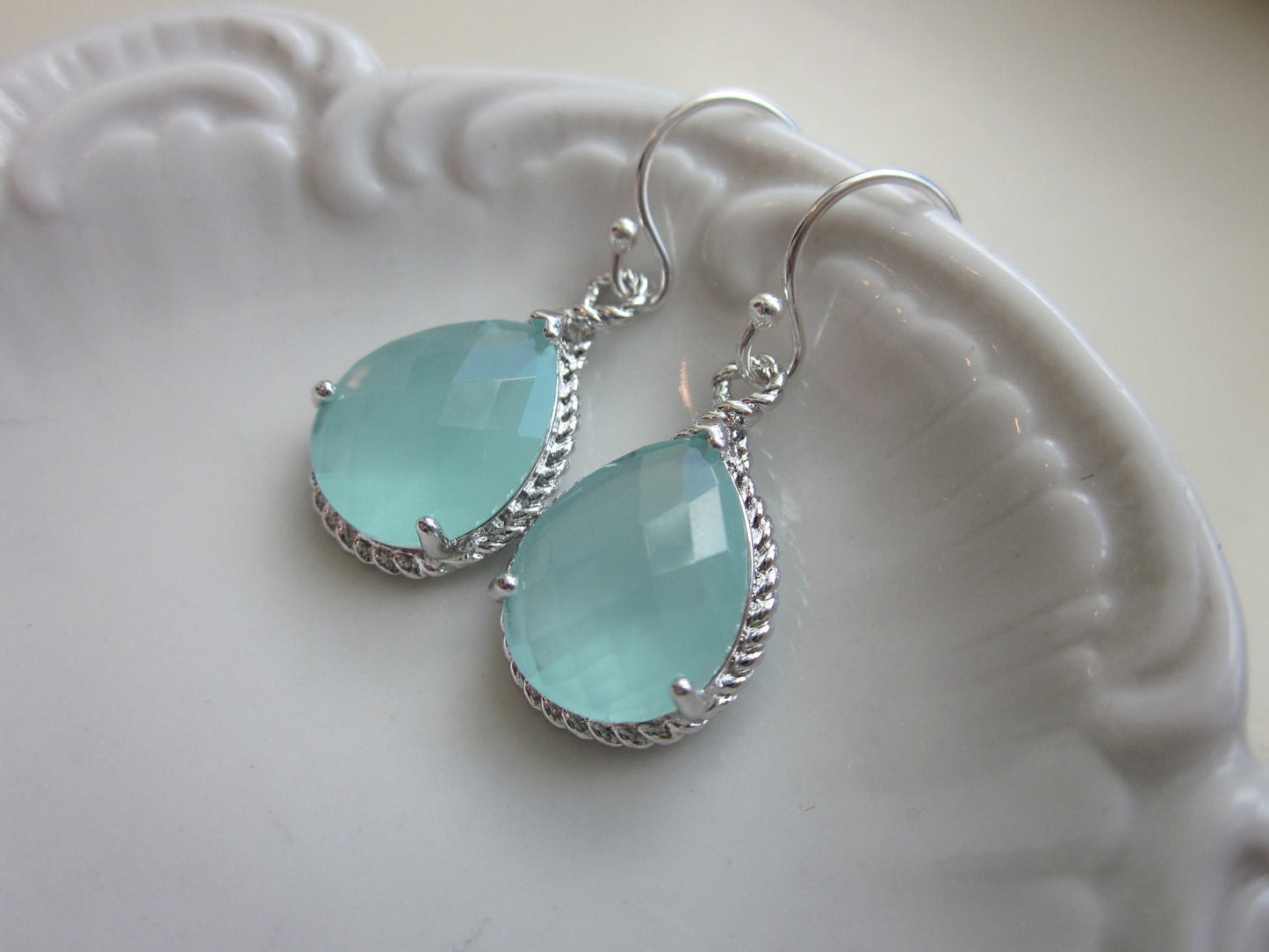 Pacific Aqua Mint Earrings Silver Blue Earrings Bridesmaid Earrings Wedding Earrings Gift Bridesmaid Jewelry Wedding Jewelry