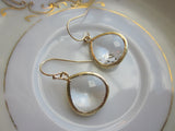Large Crystal Earrings Gold Plated Pendant - Wedding Jewelry - Bridal Earrings - Bridesmaid Earrings - Valentines Day Gift