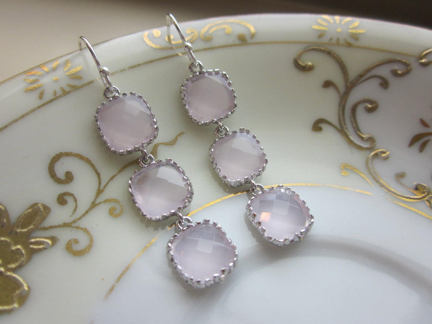 Opal Pink Earrings Light Pink Silver - Wedding Earrings - Bridesmaid Earrings - Bridal Earrings - Valentines Day Gift