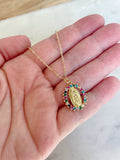 Crystal Virgin Mary Necklace, Colorful Virgin Mary Jewelry, Religious Jewelry, Religious Gift, Confirmation Gift, God Religious Necklace