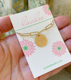 Gold Birth Flower Necklace, Paperclip Chain Necklace, Birth Flower Jewelry, Christmas Gifts for Her, Layered Necklace, Stocking Stuffer