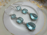 Aquamarine Earrings Silver Aqua Blue - 3 tier Sterling Silver - Bridesmaid Earrings - Wedding Earrings - Valentines Day Gift - Gift under 50