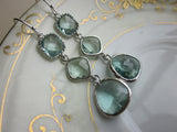 Prasiolite Earrings Green Silver - Three Tier Earrings - Bridesmaid Earrings - Wedding Earrings