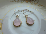 Pink Opal Earrings Gold Pink Teardrop Earrings Bridesmaid Earrings Wedding Earrings Valentines Day Gift