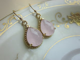 Pink Opal Earrings Gold Pink Teardrop Earrings Bridesmaid Earrings Wedding Earrings Valentines Day Gift