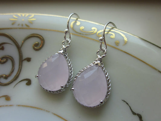 Pink Opal Earrings Silver Pink Teardrop Earrings - Sterling Silver Earwires - Bridesmaid Earrings Wedding Earrings Bridal Earrings