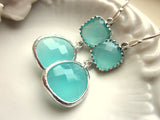 Aqua Mint Blue Earrings Silver - Sterling Silver Earwires - Bridesmaid Earrings Wedding Earrings Bridesmaid Jewelry Wedding Jewelry