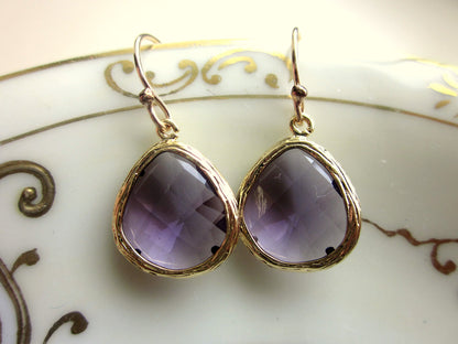 Amethyst Earrings Gold Purple Earrings - Bridesmaid Earrings - Bridal Earrings - Wedding Earrings - Valentines Day Gift - Gift under 30