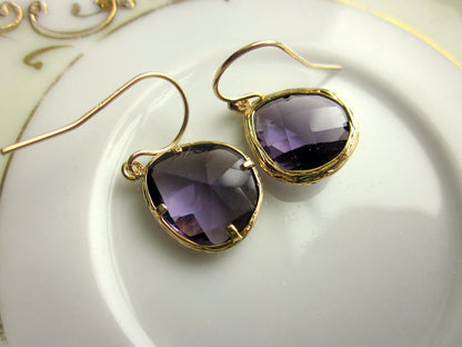 Amethyst Earrings Gold Purple Earrings - Bridesmaid Earrings - Bridal Earrings - Wedding Earrings - Valentines Day Gift - Gift under 30
