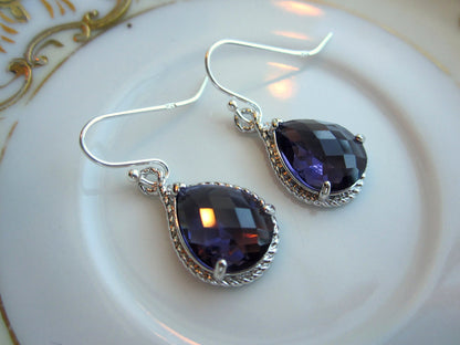 Amethyst Earrings Purple Silver Teardrop Earrings - Sterling Silver Earwires - Bridesmaid Earrings Wedding Earrings Valentines Day Gift