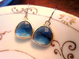 Sapphire Blue Earrings Gold Navy - Bridesmaid Earrings - Wedding Earrings - Bridal Earrings