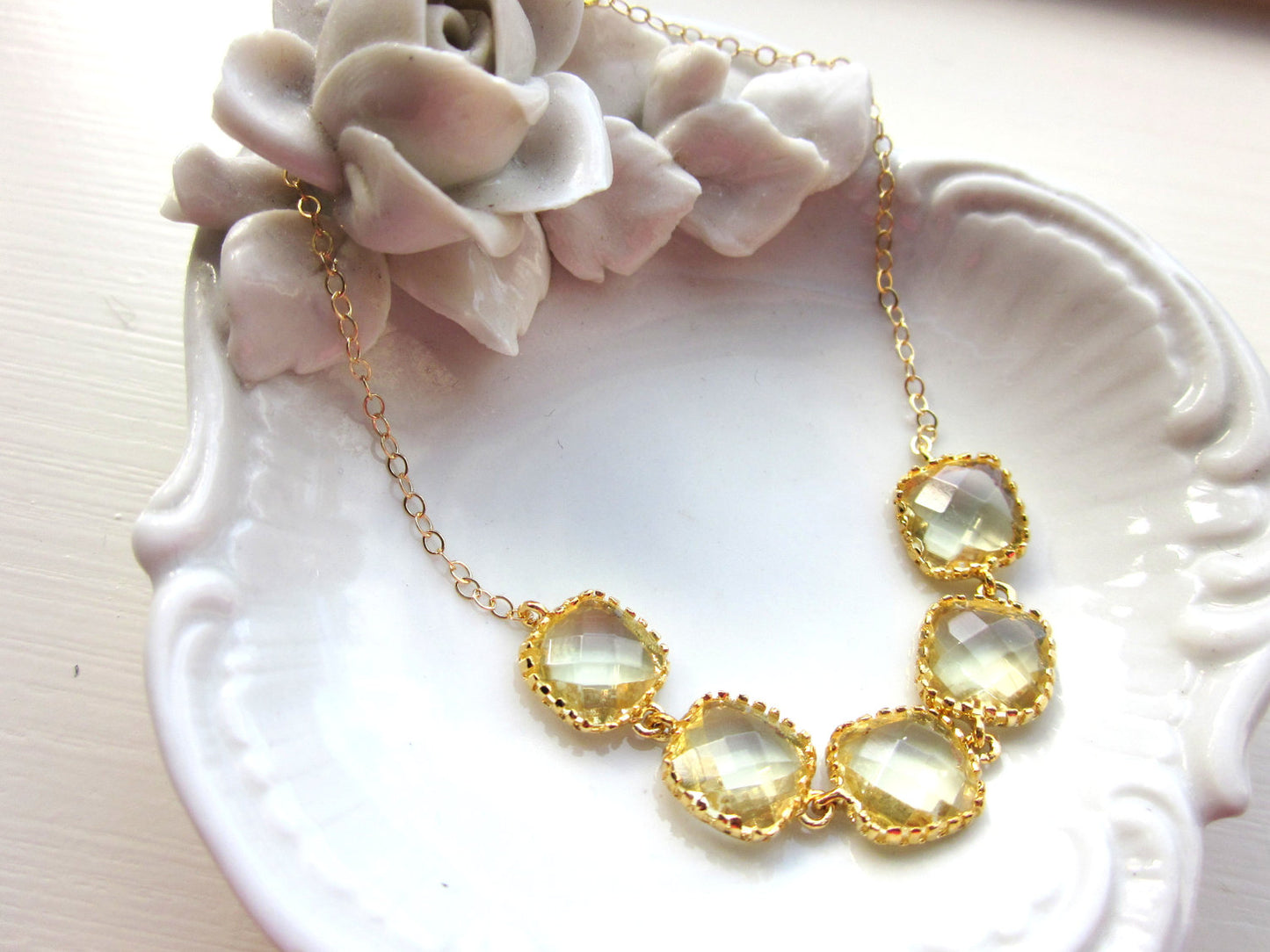 Citrine Bracelet Gold Plated Yellow Bracelet - Valentines Day Gift - Bridesmaid Bracelet - Bridal Bracelet - Citrine Wedding Jewelry