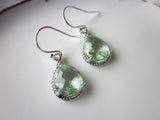 Prasiolite Earrings Green Silver Teardrop Bridesmaid Earrings - Wedding Jewelry - Wedding Earrings - Bridesmaid Jewelry