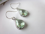 Prasiolite Earrings Green Silver Teardrop Bridesmaid Earrings - Wedding Jewelry - Wedding Earrings - Bridesmaid Jewelry