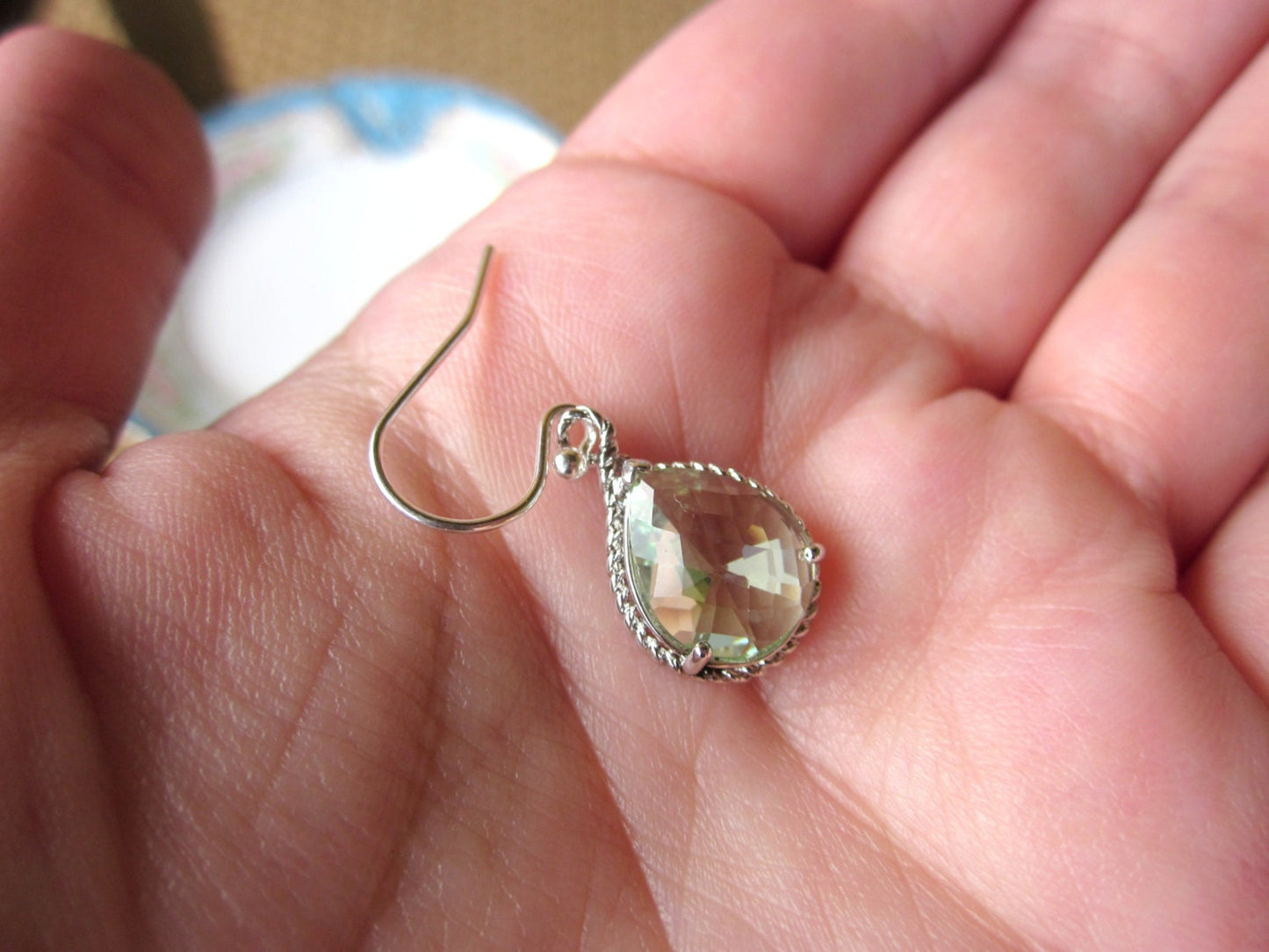 Prasiolite Earrings Green Silver Teardrop Bridesmaid Earrings - Wedding Jewelry - Wedding Earrings - Bridesmaid Jewelry