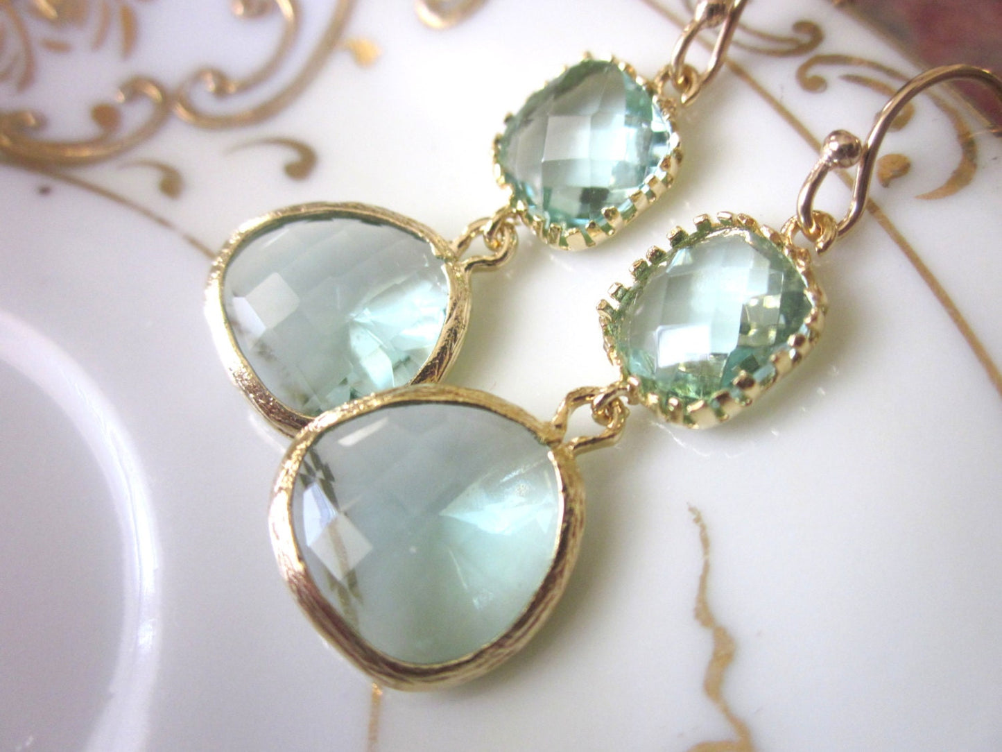 Green Prasiolite Earrings Gold  - Bridesmaid Earrings Wedding Earrings Bridesmaid Jewelry Gift