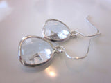 Silver Clear Crystal Earrings - Sterling Silver Earwires - Bridesmaid Earrings - Bridal Earrings - Wedding Earrings Jewelry