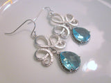 Blue Aquamarine Earrings Silver Tiara Connectors - Bridesmaid Earrings - Bridal Earrings - Wedding Jewelry - Bridesmaid Jewelry Gift