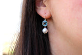 Aquamarine Earrings Pearl Earrings Silver Blue Glass - Bridesmaid Earrings Wedding Earrings Bridesmaid Jewelry