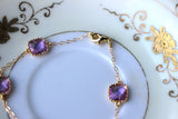 Lavender Bracelet Gold Plated Purple Lilac Bracelet - Bridesmaid Gift - Bridesmaid Bracelet - Bridesmaid Jewelry - Lavender Wedding Jewelry