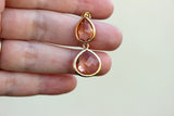 Blush Champagne Earrings Peach Gold Two Tier Teardrop Studs Posts - Blush Earrings Bridesmaid Jewelry Peach Wedding Earrings Wedding Jewelr