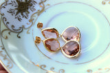 Blush Champagne Earrings Peach Gold Two Tier Teardrop Studs Posts - Blush Earrings Bridesmaid Jewelry Peach Wedding Earrings Wedding Jewelr