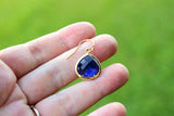 Large Blue Cobalt Earrings Gold Pendant - Cobalt Blue Wedding Earrings - Bridal Earrings - Bridesmaid Earrings - Bridesmaid Jewelry Wedding
