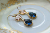 Gold Blush Jewelry Champagne Earrings Sapphire Earrings Navy Blue Earrings Peach Jewelry Bridesmaid Earrings Wedding Bridesmaid Jewelry