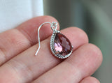 Eggplant Plum Earrings Purple Silver Teardrop Earrings Bridesmaid Earrings Eggplant Wedding Earrings Plum Jewelry Valentines Day Gift