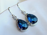 Sapphire Earrings Navy Blue Teardrop Silver Jewelry - Blue Bridesmaid Jewelry - Bridesmaid Earrings - Bridal Earrings - Wedding Earrings