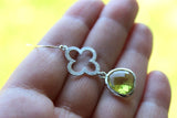 Peridot Earrings Apple Green Silver Clover Earrings - Peridot Bridesmaid Earrings - Bridal Earrings - Apple Green Wedding Earrings