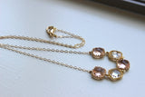 Crystal Clear Champagne Blush Necklace Gold Peach Necklace - Bridesmaid Gift Bridal Necklace Pink Crystal Wedding Jewelry Bridesmaid Jewelry