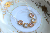 Crystal Clear Champagne Blush Necklace Gold Peach Necklace - Bridesmaid Gift Bridal Necklace Pink Crystal Wedding Jewelry Bridesmaid Jewelry