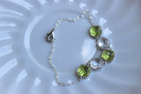 Apple Green Peridot Bracelet Crystal Silver Plated Green Bracelet - Clear Bridesmaid Bracelet - Bridal Bracelet Crystal Wedding Jewelry