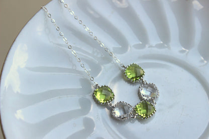 Apple Green Peridot Bracelet Crystal Silver Plated Green Bracelet - Clear Bridesmaid Bracelet - Bridal Bracelet Crystal Wedding Jewelry