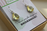 Yellow Citrine Earrings Silver Wedding Jewelry Citrine Bridesmaid Earrings Bridesmaid Gift Yellow Bridal Jewelry Personalized Thank You Note