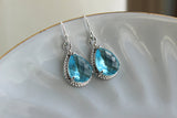 Silver Aquamarine Earrings Wedding Jewelry - Blue Topaz Bridesmaid Earrings Bridesmaid Gift Blue Bridal Jewelry Personalized Thank You Note