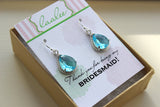 Silver Aquamarine Earrings Wedding Jewelry - Blue Topaz Bridesmaid Earrings Bridesmaid Gift Blue Bridal Jewelry Personalized Thank You Note