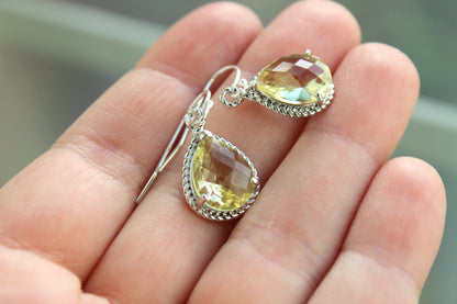 Yellow Citrine Earrings Silver Wedding Jewelry Citrine Bridesmaid Earrings Bridesmaid Gift Yellow Bridal Jewelry Personalized Thank You Note