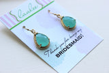 Mint Earrings Gold Wedding Jewelry - Aqua Blue Mint Bridesmaid Earrings Bridesmaid Gift Mint Green Bridal Jewelry Personalized Note