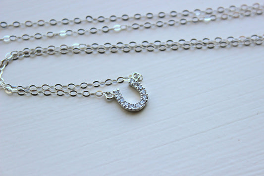 Silver Horseshoe Necklace Horse Shoe Jewelry - Horseshoe Charm - Simple Dainty Charm Necklace Jewelry Silver Charm Bridesmaid Gift under 25