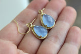 Gold Periwinkle Earrings Wedding Jewelry - Blue Bridesmaid Earrings Bridesmaid Gift - Periwinkle Bridesmaid Personalized Jewelry Under 25