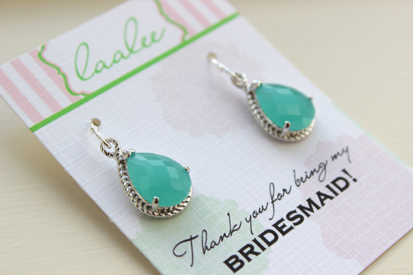 Silver Blue Mint Earrings Wedding Jewelry - Aqua Blue Mint Bridesmaid Earrings Gift Personalized Under 25 Mint Green Bridal Jewelry