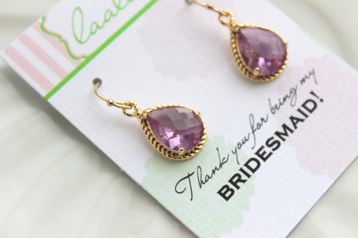 Gold Lavender Earrings Wedding Jewelry Purple Bridesmaid Earrings Bridesmaid Gift Lavender Lilac Wedding Jewelry Personalized Gift Under 25