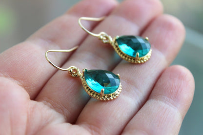 Gold Topaz Earrings Sea Green Jewelry Blue Gold Earrings - Bridesmaid Earrings Topaz Wedding Jewelry Bridal Earrings - Topaz Wedding